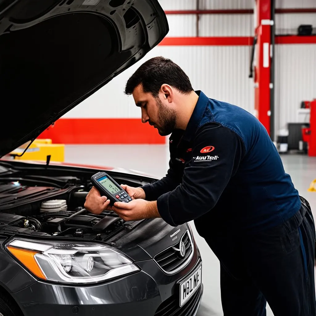 Mechanic using Autel Scanner