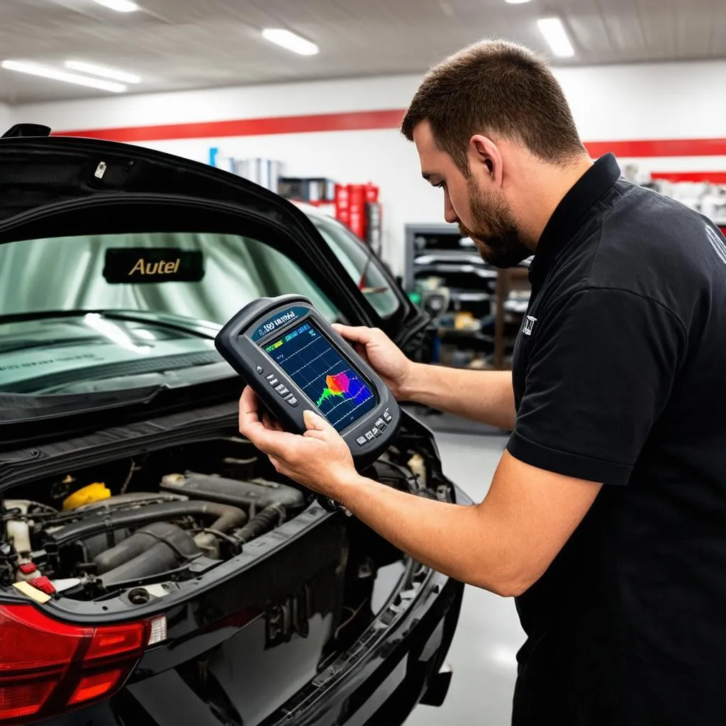 Mechanic Using Autel Scanner