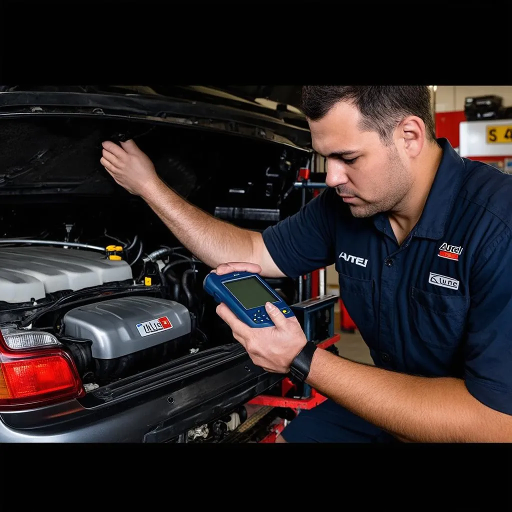 Mechanic Using Autel Scanner