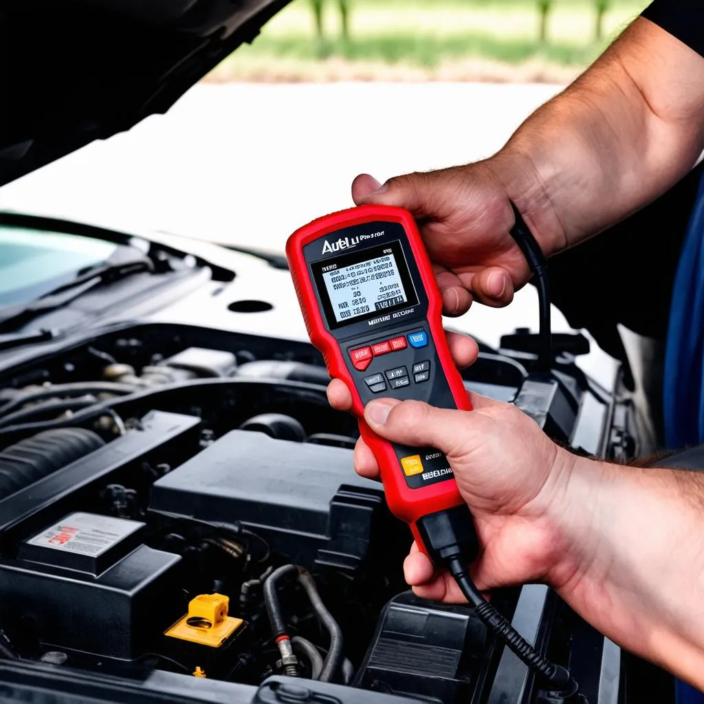 Mechanic Using Autel Scanner