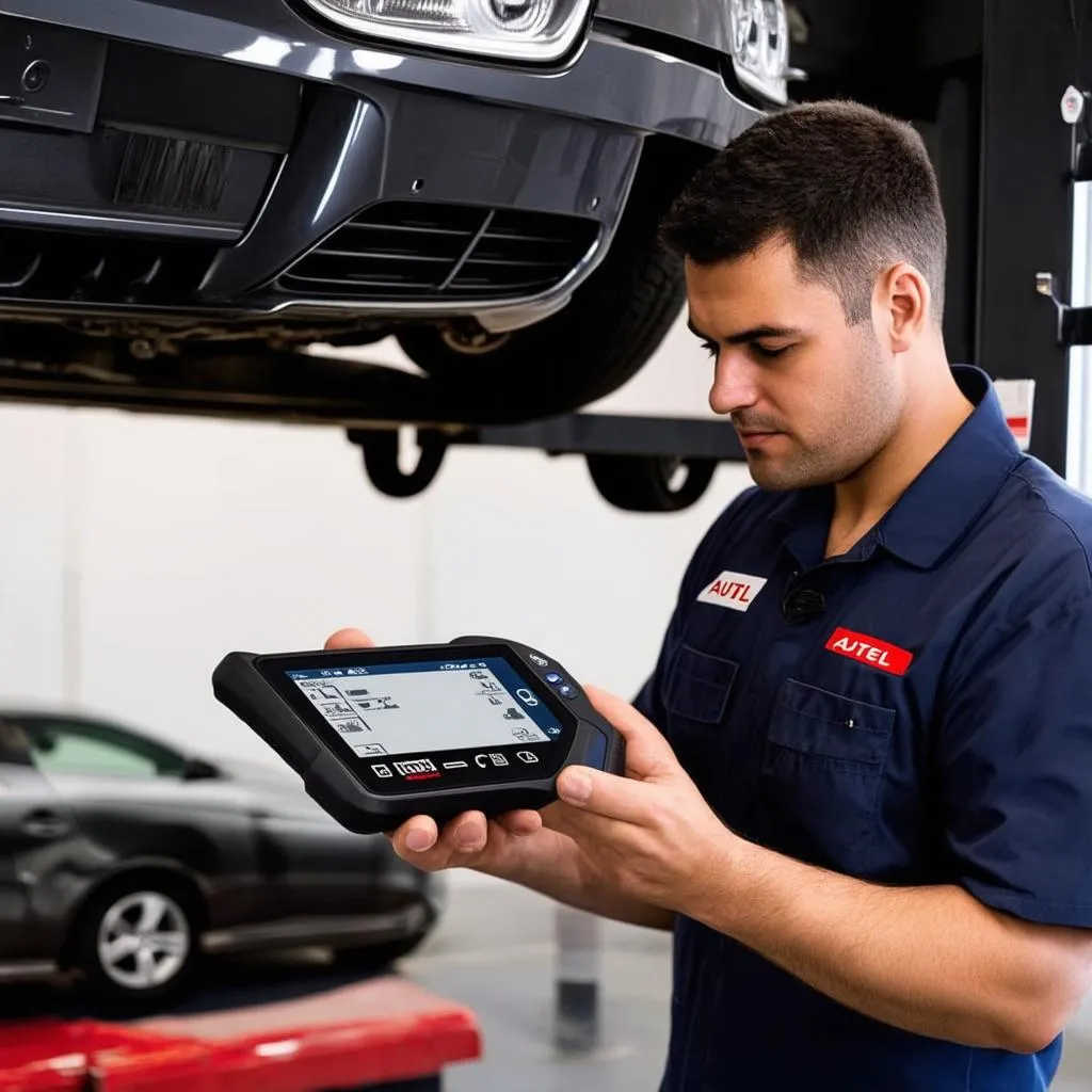 Mechanic Using Autel Scanner