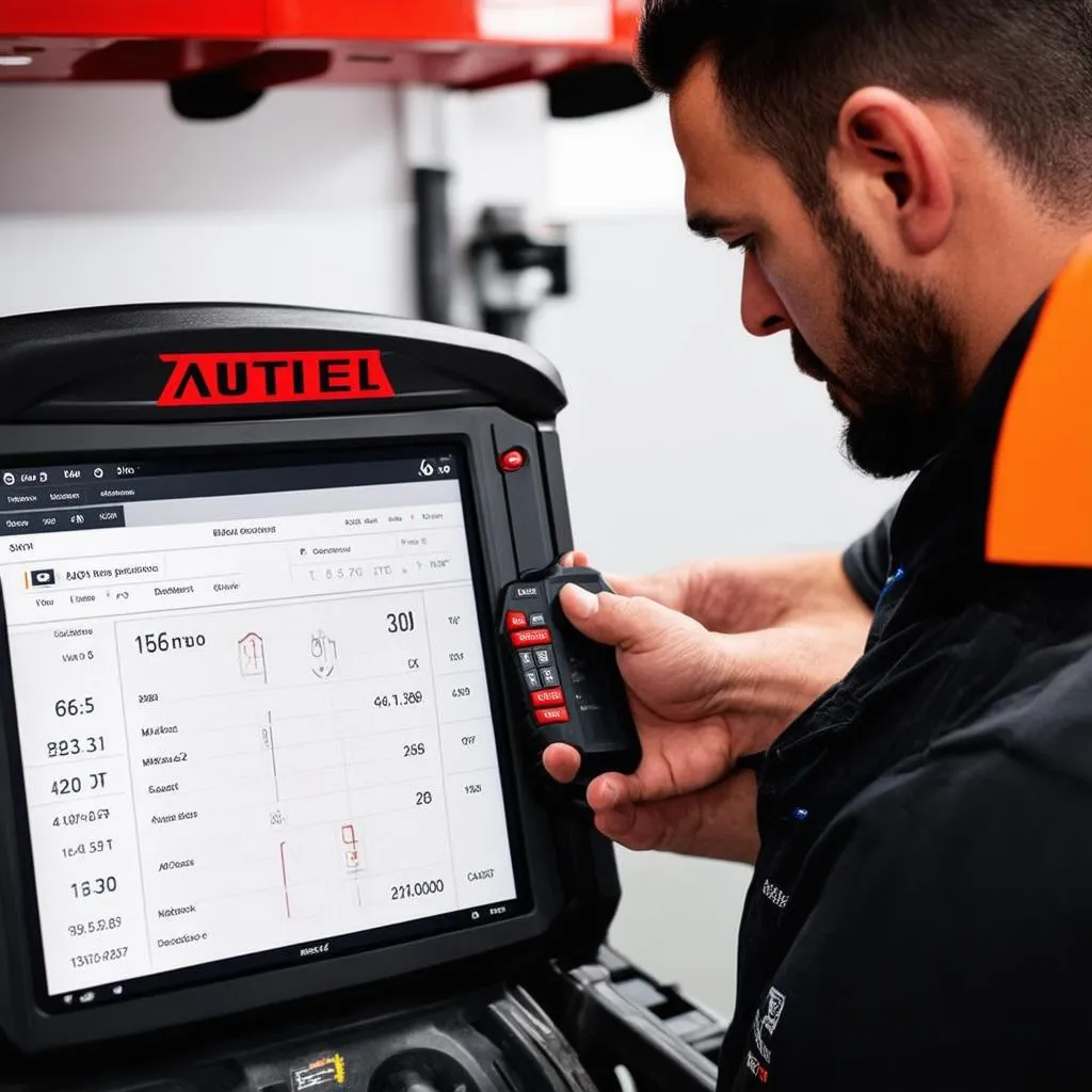 Mechanic Using Autel Scanner