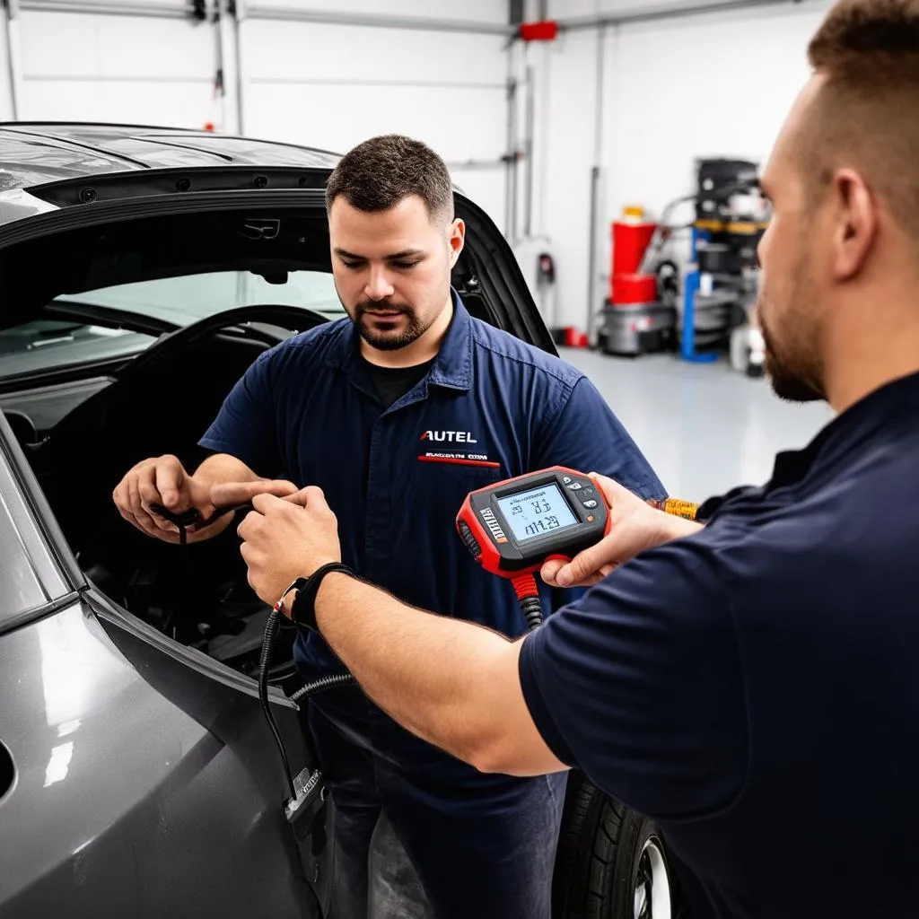 Mechanic Using Autel Scanner