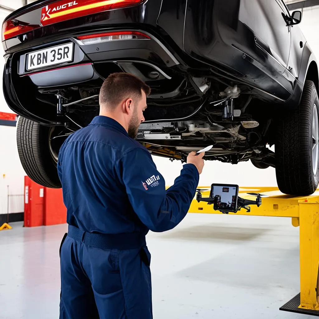 Mechanic using Autel X-Star drone