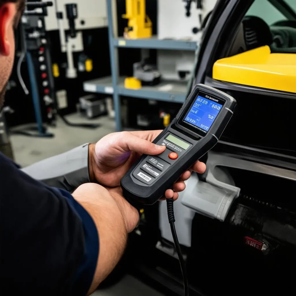 Mechanic Using Diagnostic Scanner