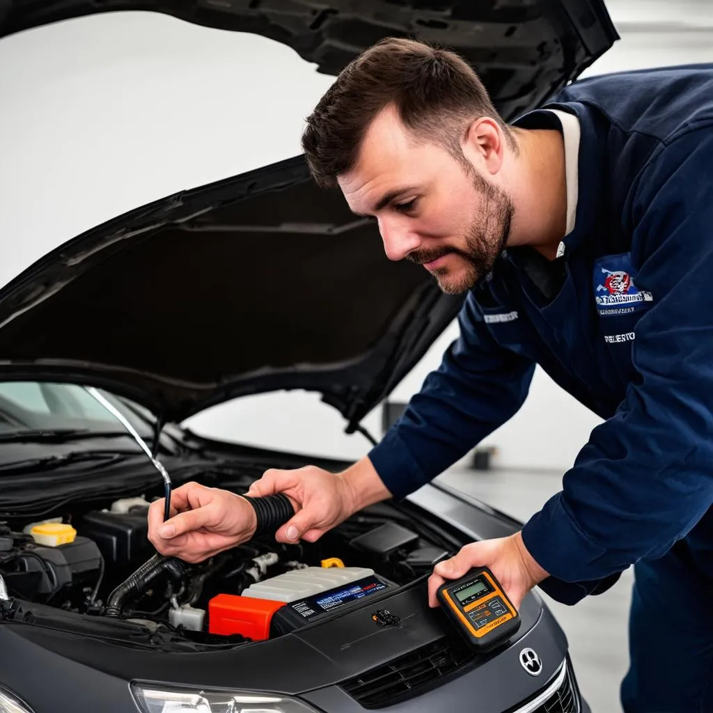 Mechanic Using Diagnostic Tool