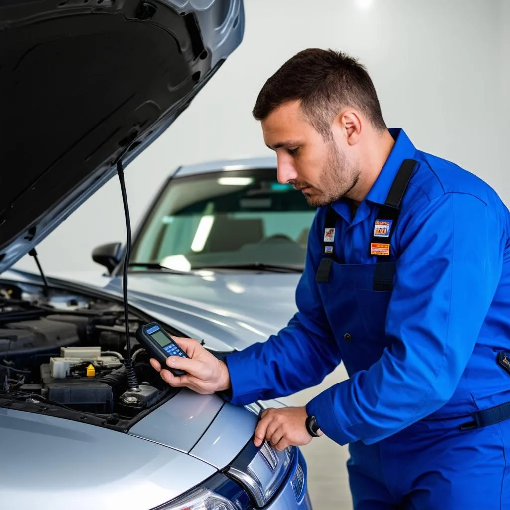 Mechanic Using Diagnostic Tool