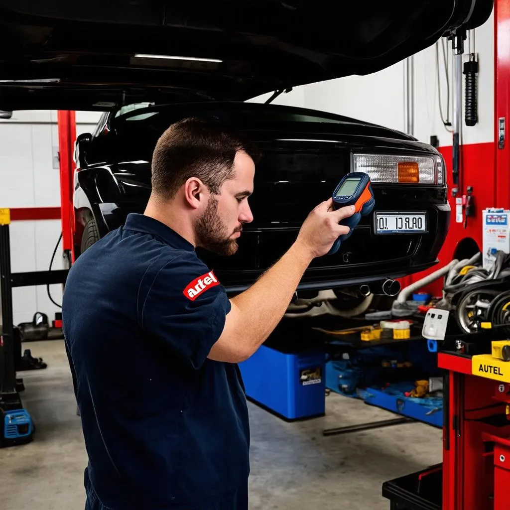 Mechanic Using Autel Scanner