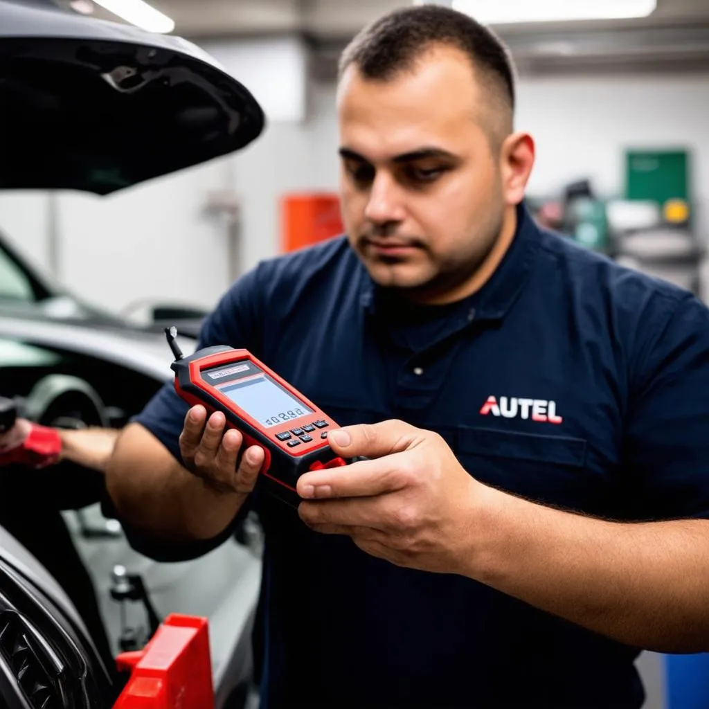 Mechanic Using Autel Scanner