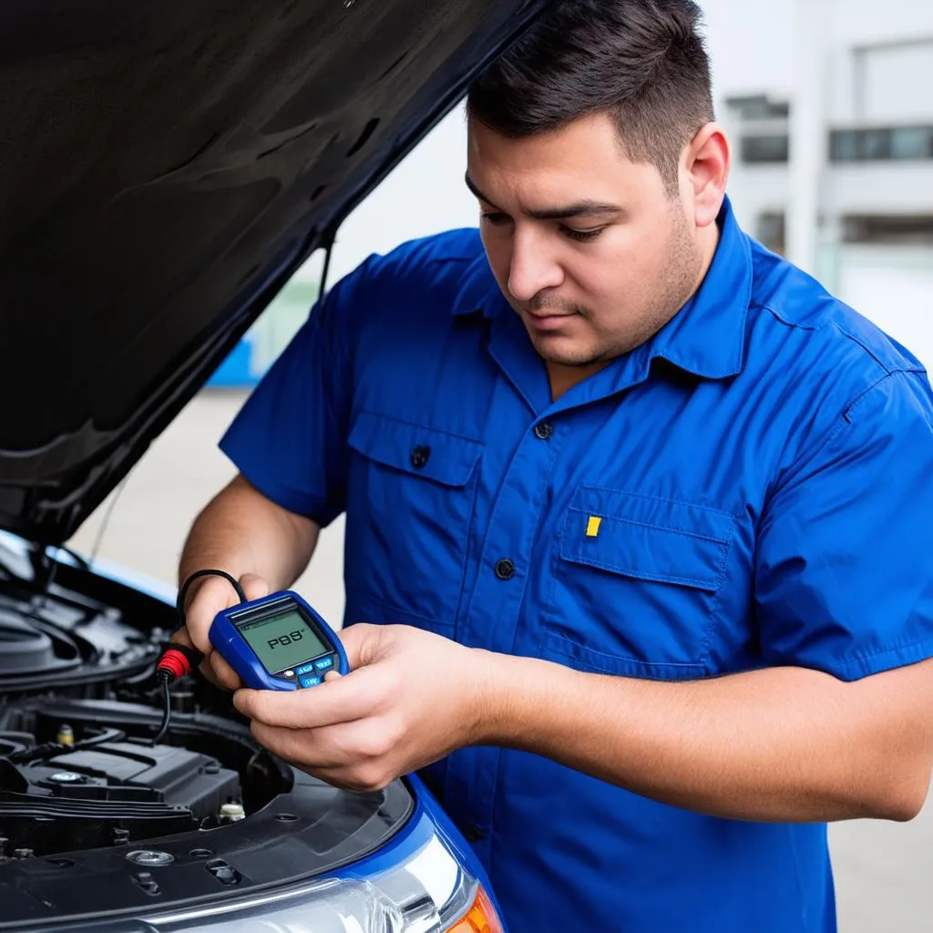 Mechanic Working on Car