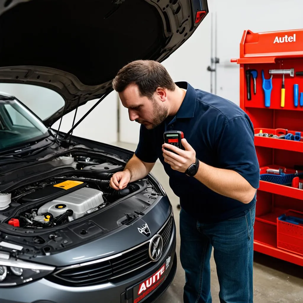 Mechanic Using Diagnostic Scanner