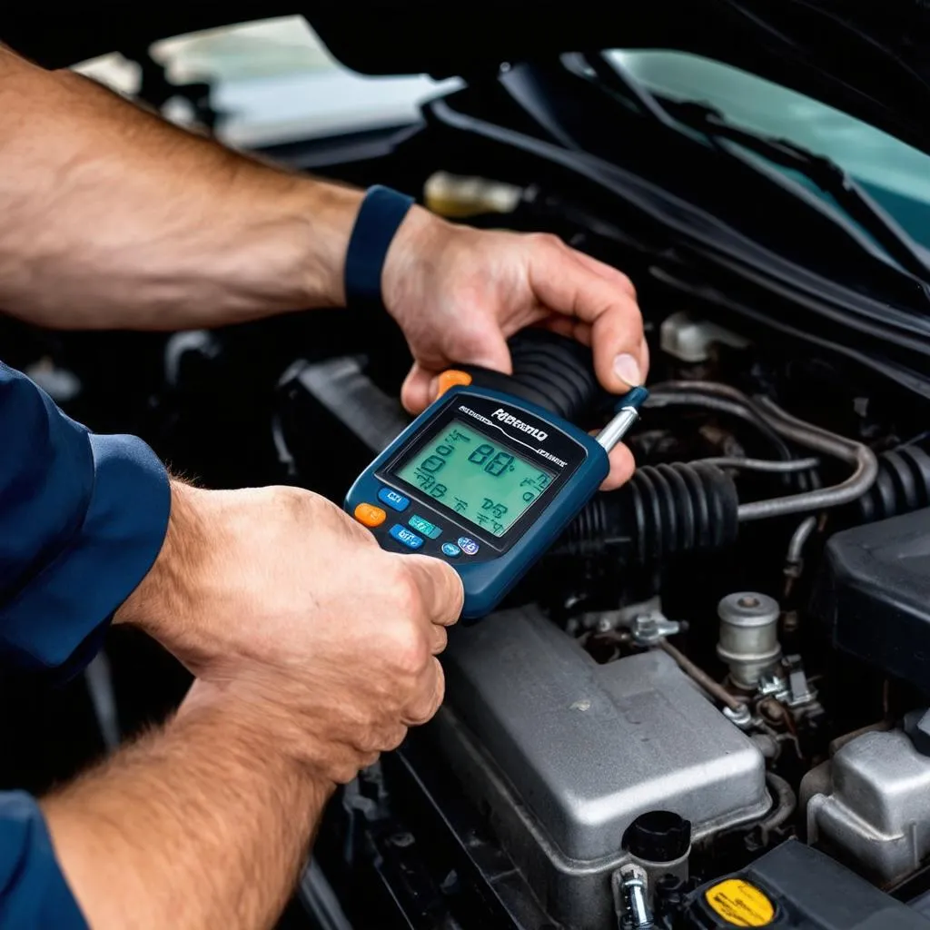 Car Mechanic Using Diagnostic Tool