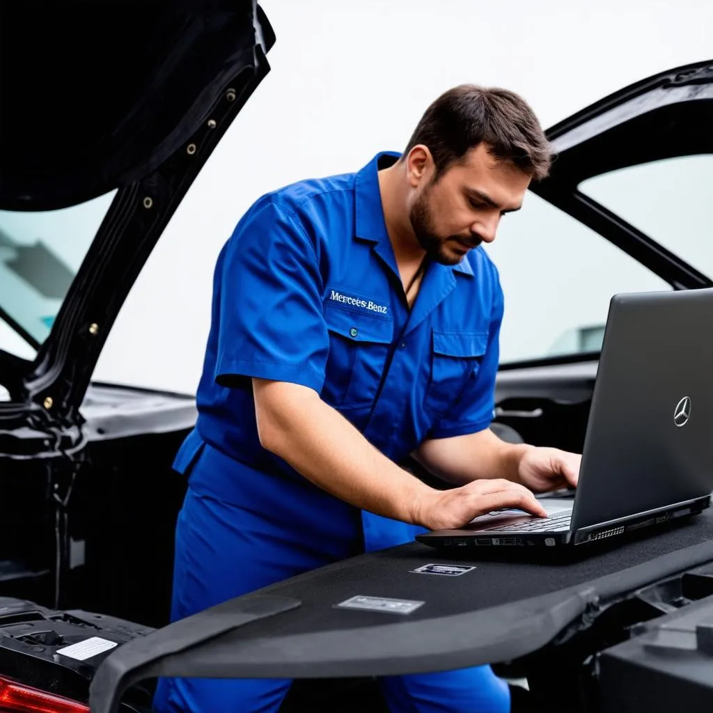 Mechanic working on a car