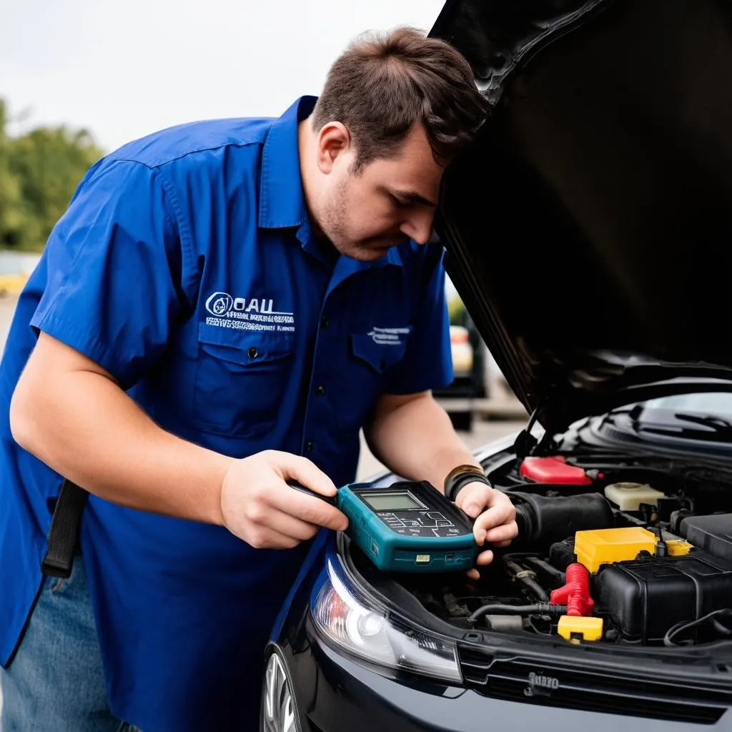 Mechanic Working on Car's Electrical System