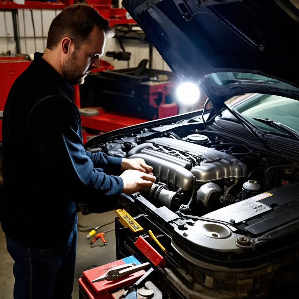 Mechanic Working Under the Hood