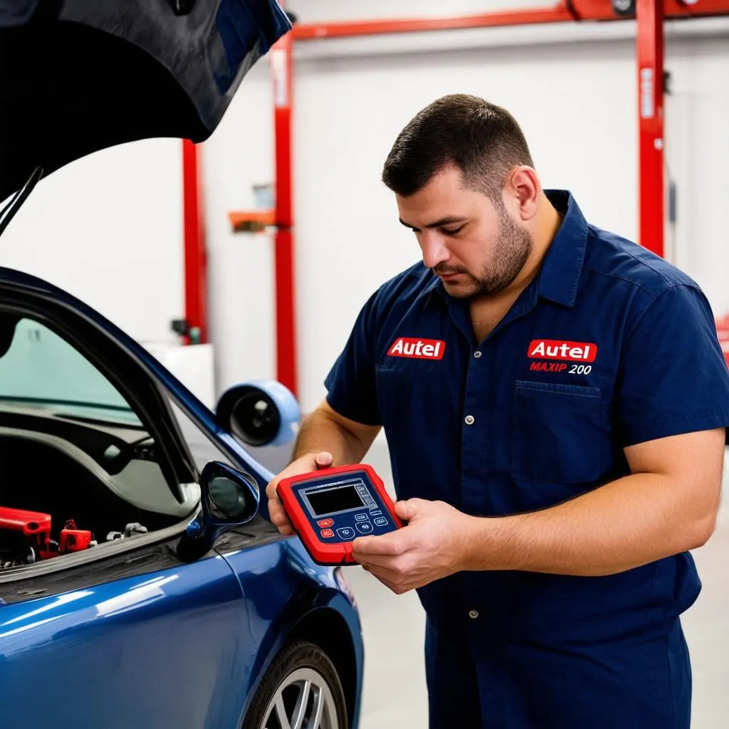 Mechanic Working on Car