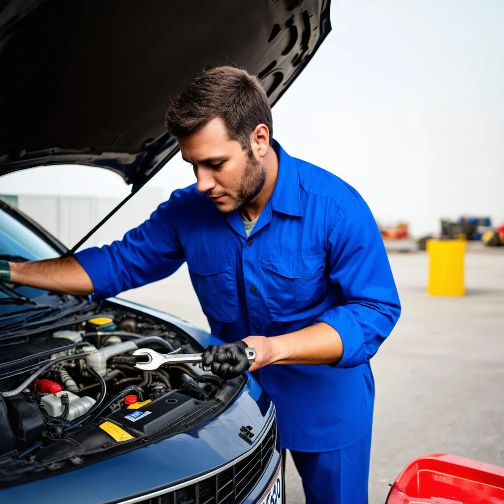 Mechanic Working Under the Hood