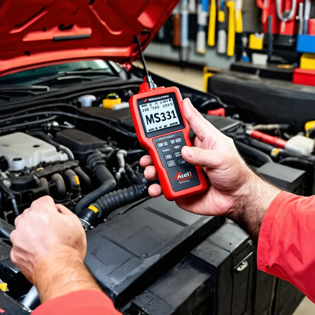 Mechanic Working on Car Diagnostics