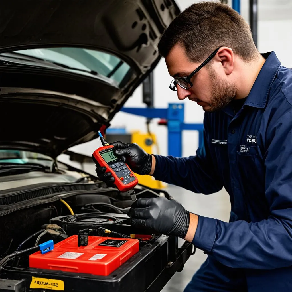 Mechanic Diagnosing Electrical Issues