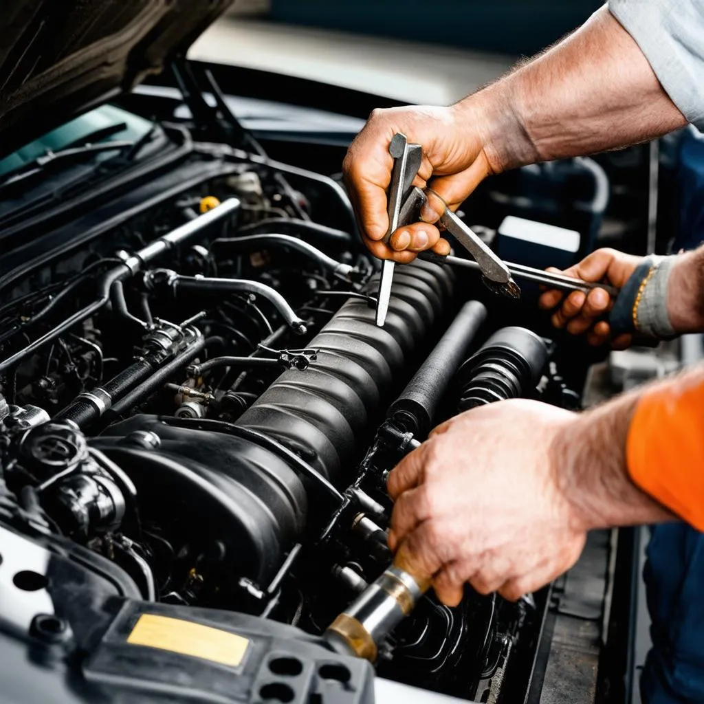 Mechanic Examining Car Engine