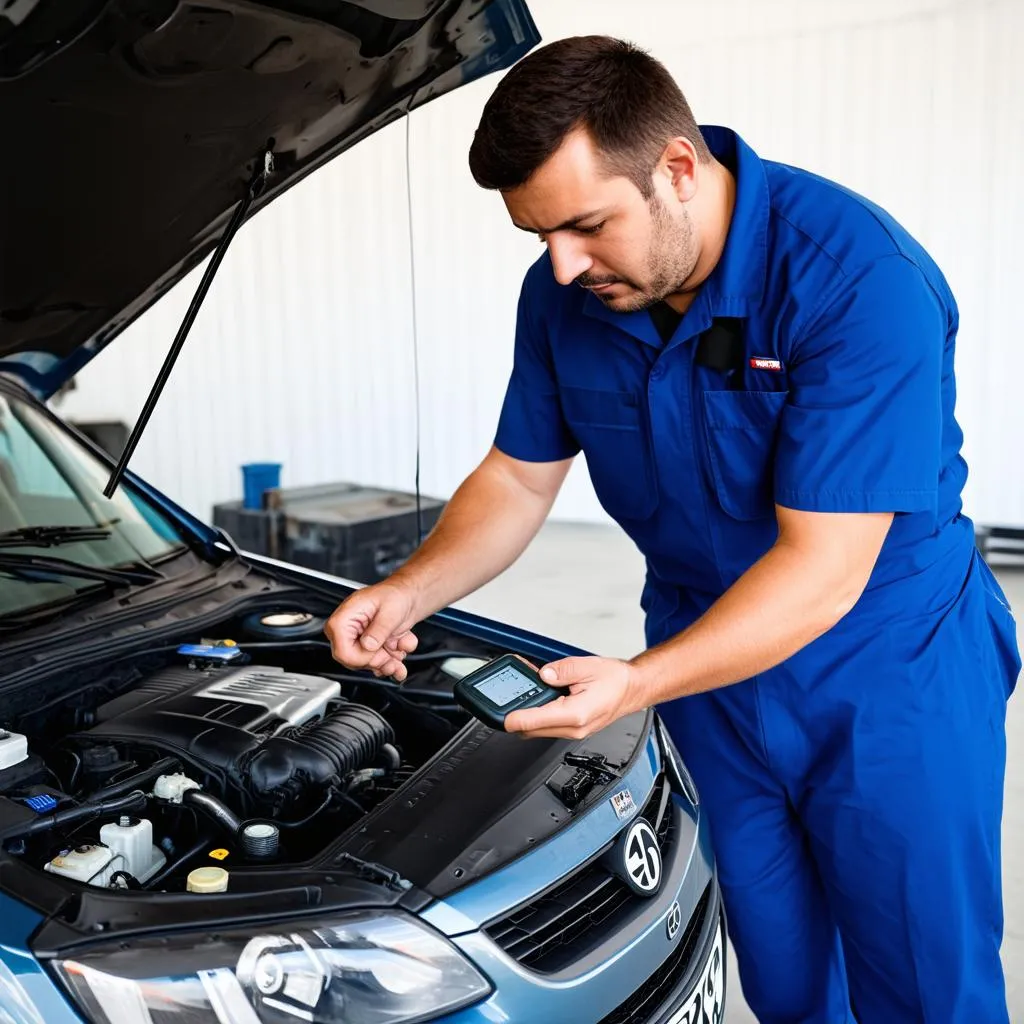 Mechanic Working on Car Engine