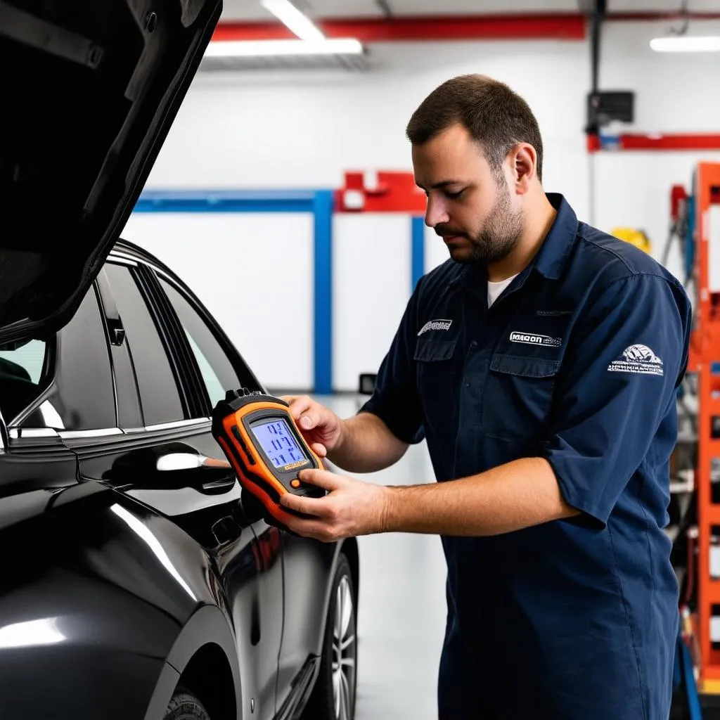 Mechanic Working on Car