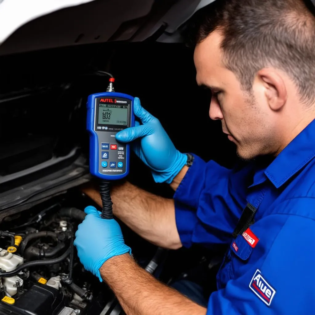 Mechanic Using Autel Scanner