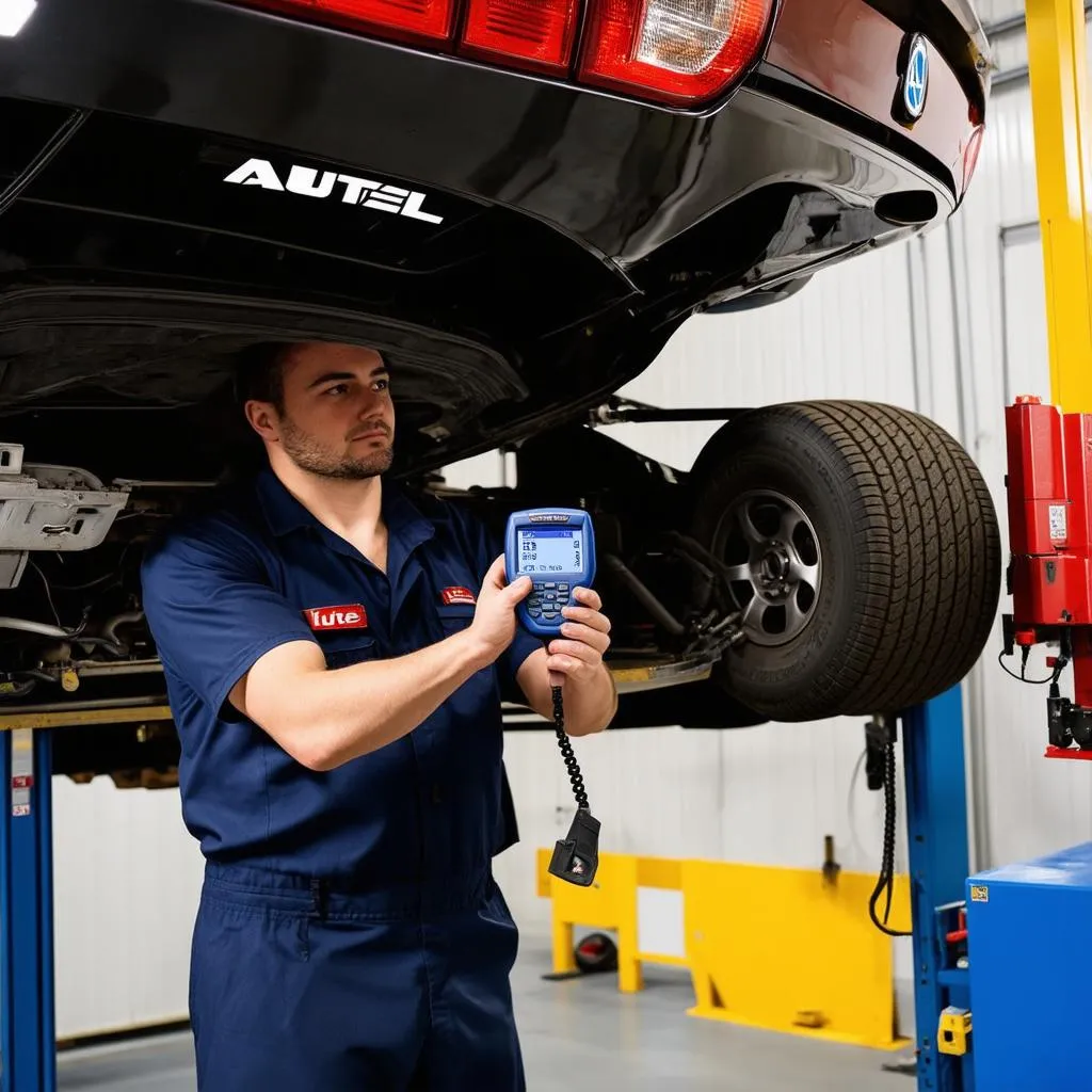 Mechanic Using Autel Scanner