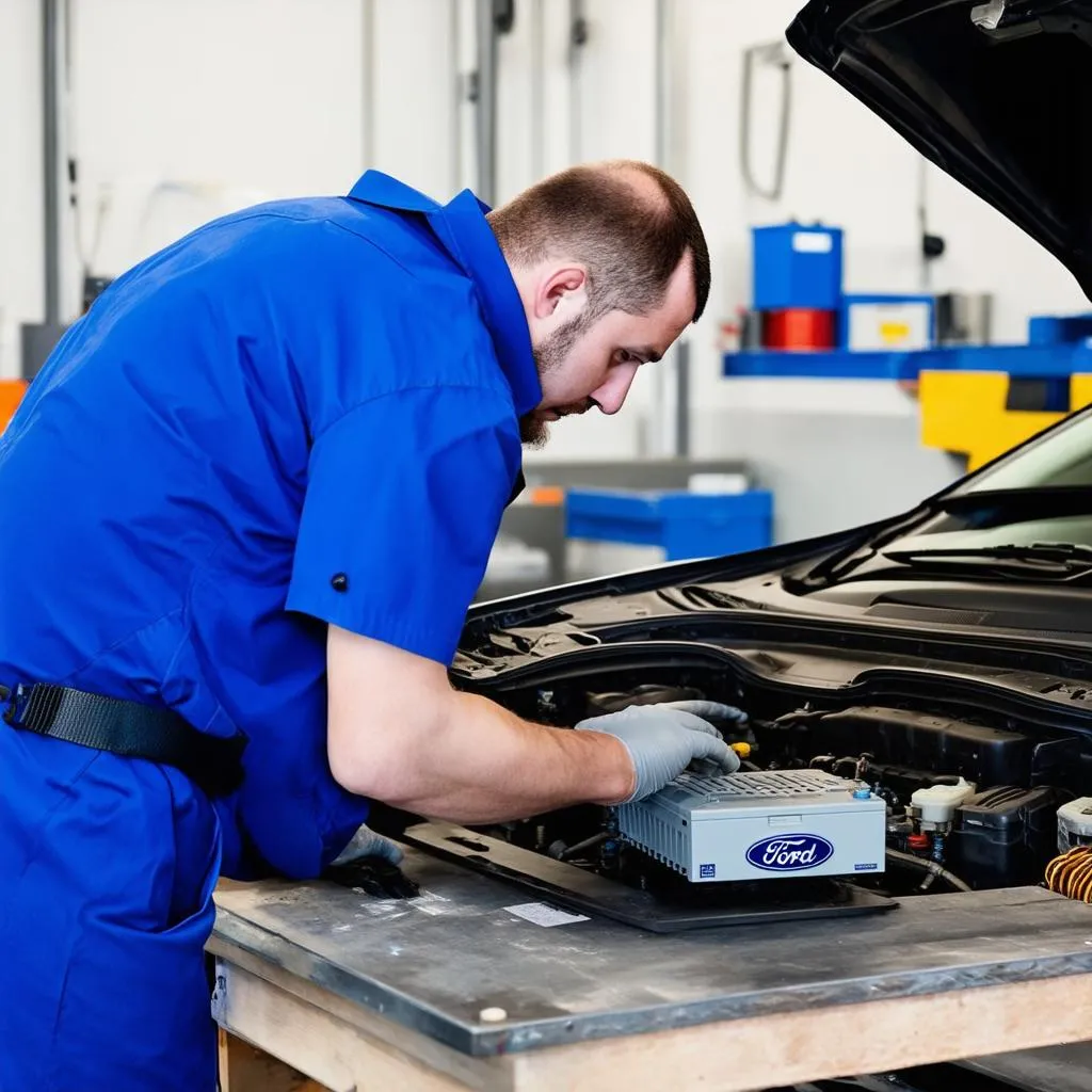 Mechanic working on Ford BCM