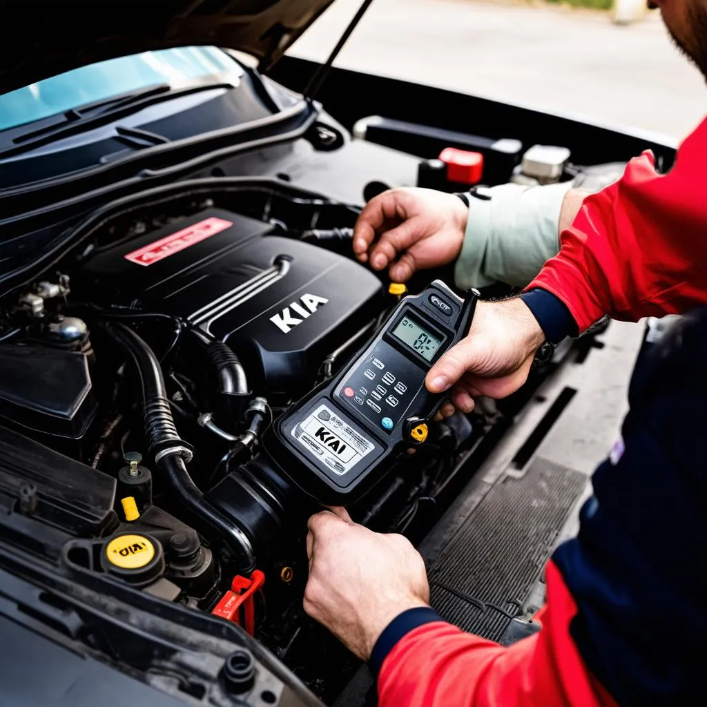 Mechanic Working on a Kia