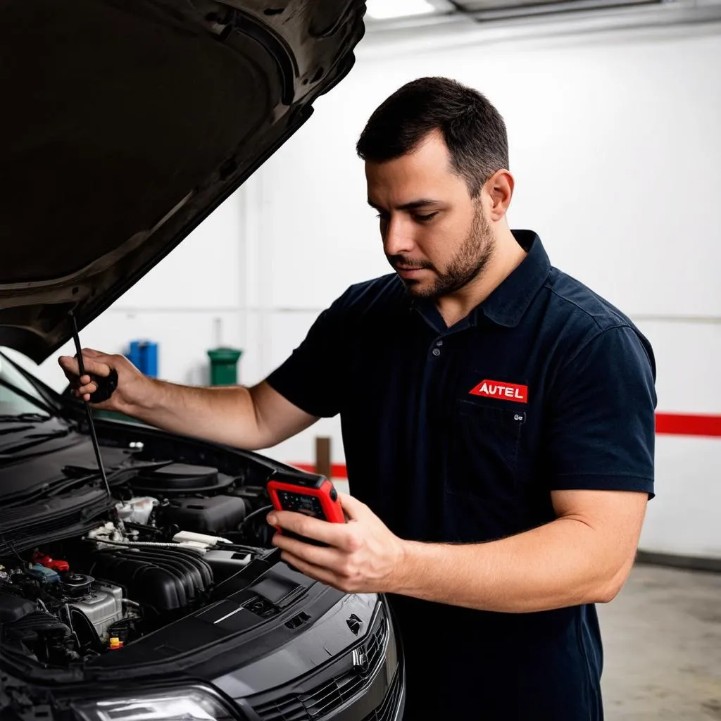 Mechanic working under the hood