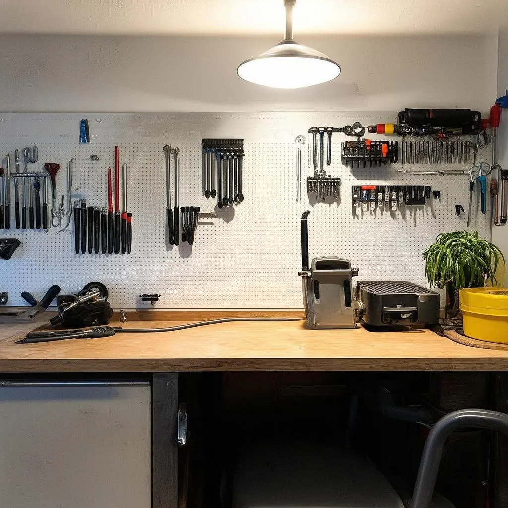 A clean and organized mechanic workspace