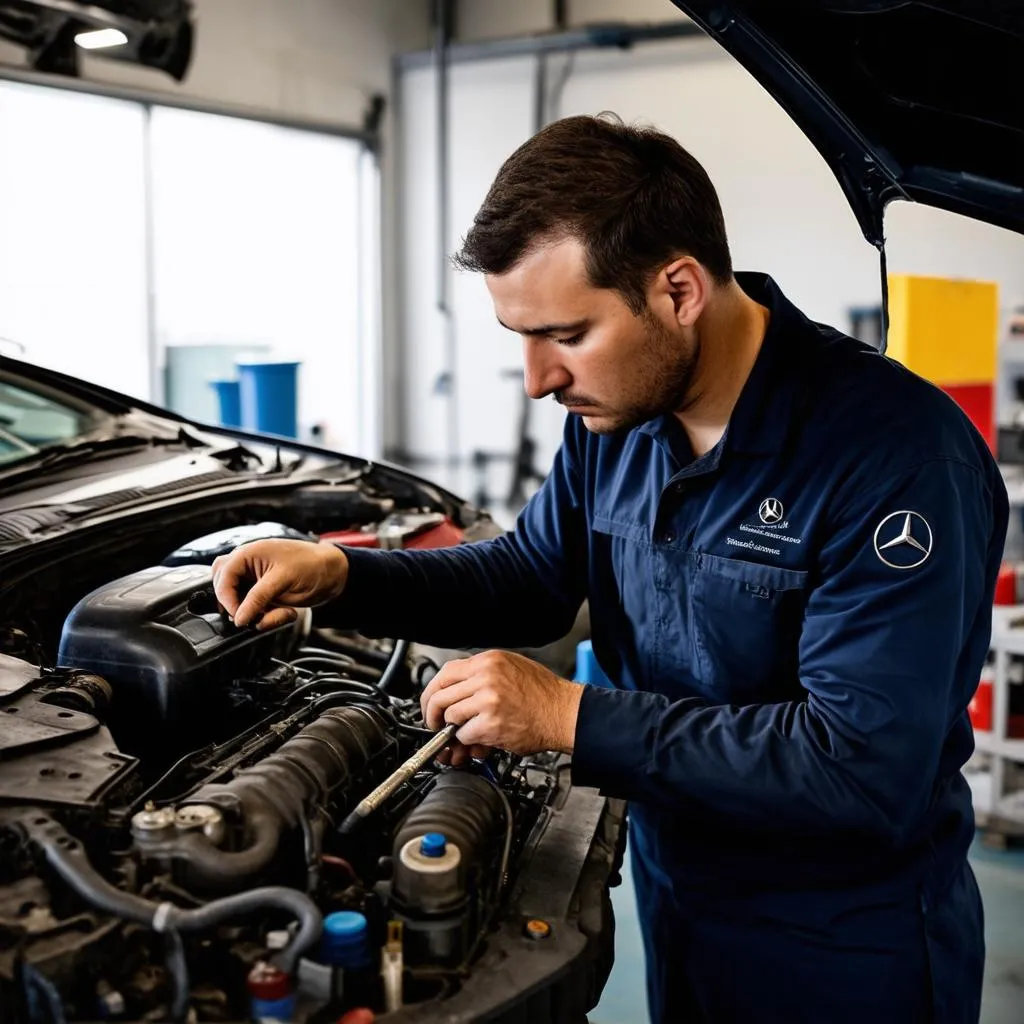 Mercedes Mechanic Working