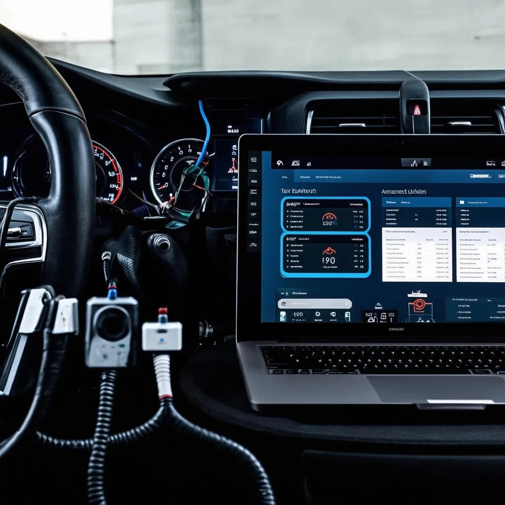 Modern Car with Diagnostic Equipment