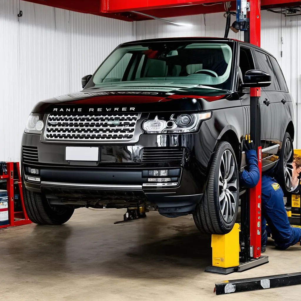 Range Rover at Repair Shop