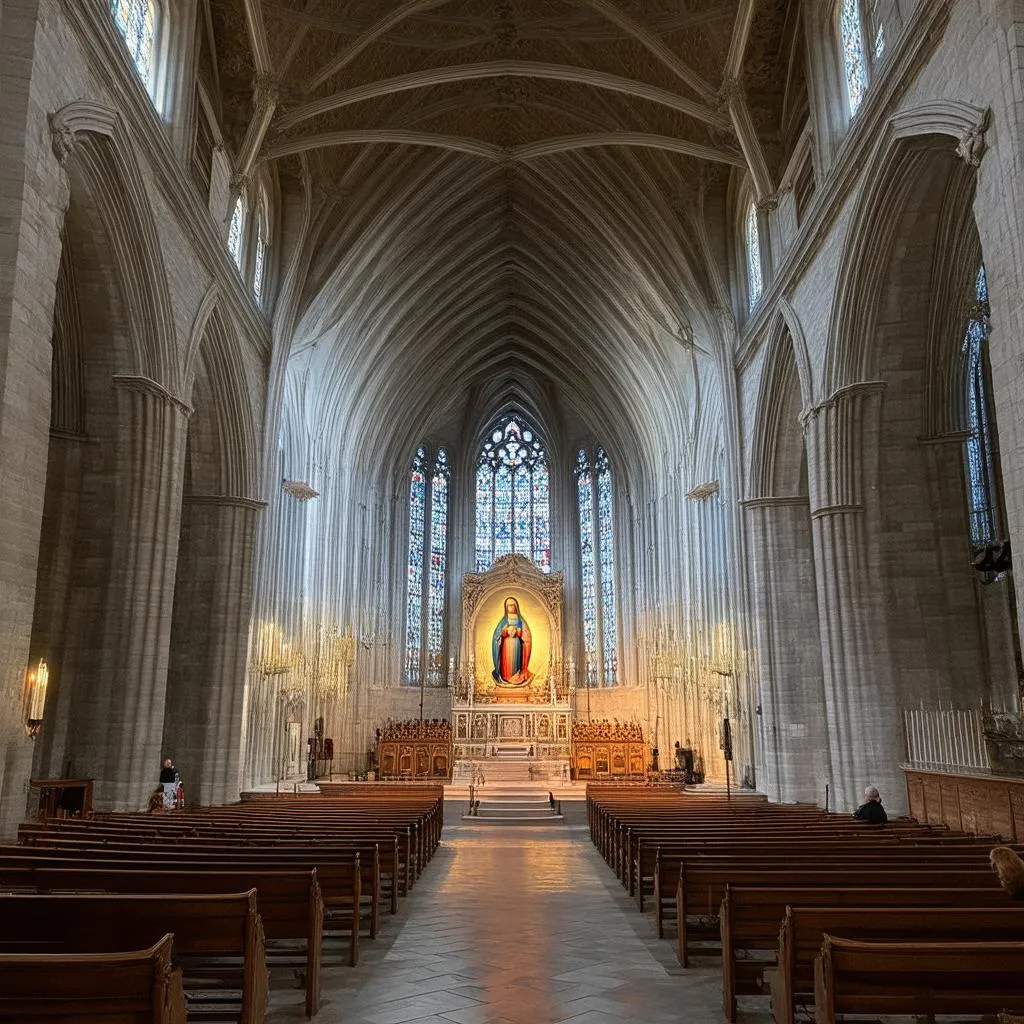 Interior of Saint-Étienne-du-Mont church in Paris