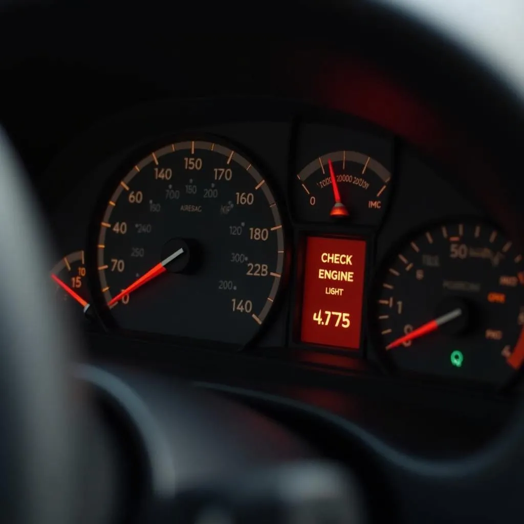 Dashboard of a 2001 SL500 with illuminated warning lights