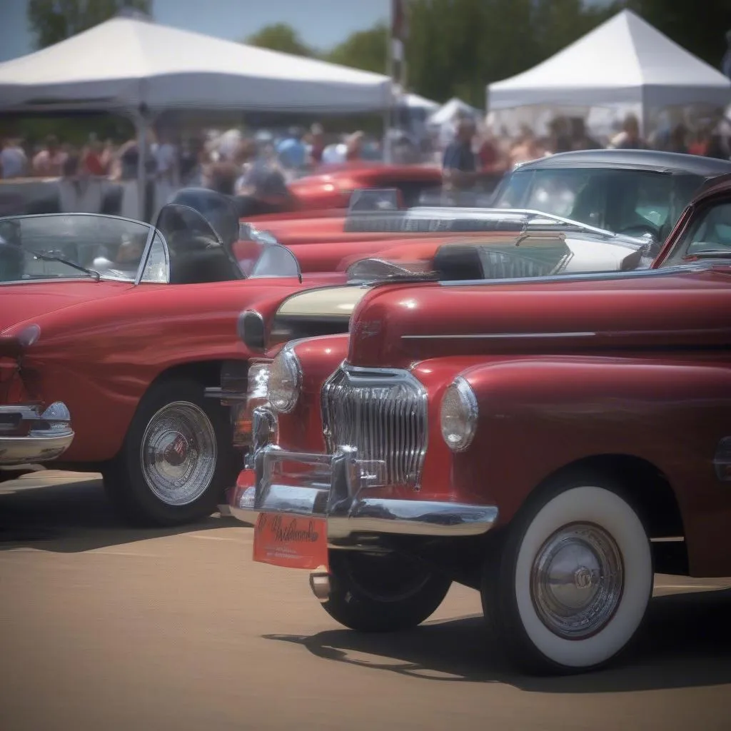 85mm lens used for a wide shot of a car show