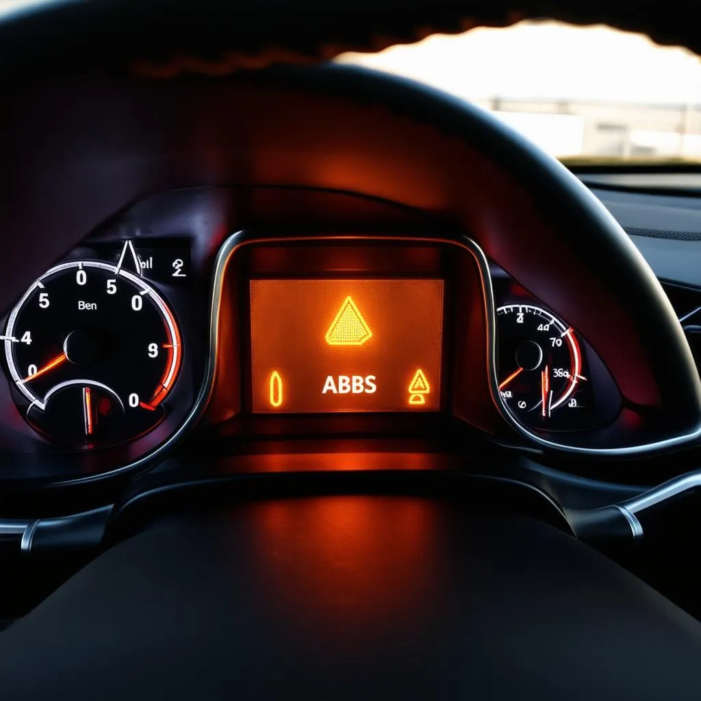 Car Dashboard with ABS Warning Light