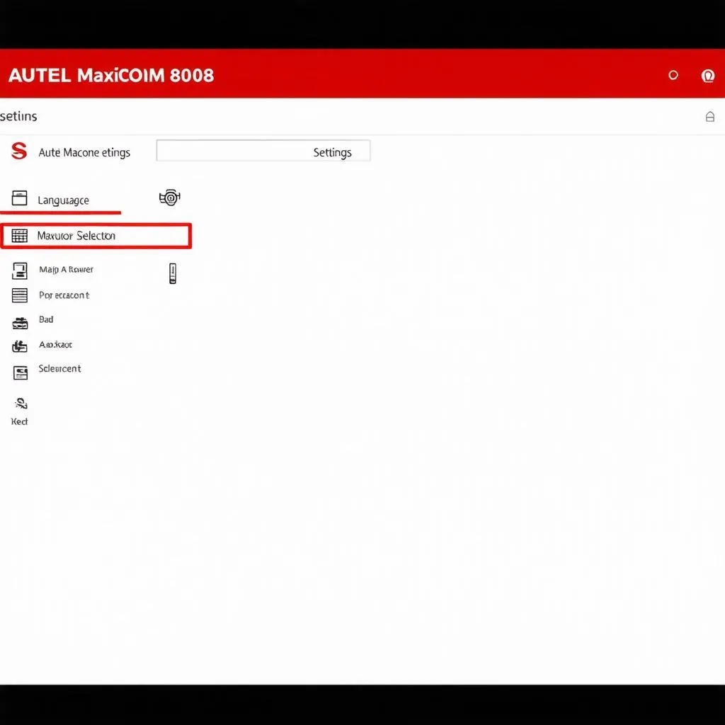 Autel MaxiCOM 808 settings menu