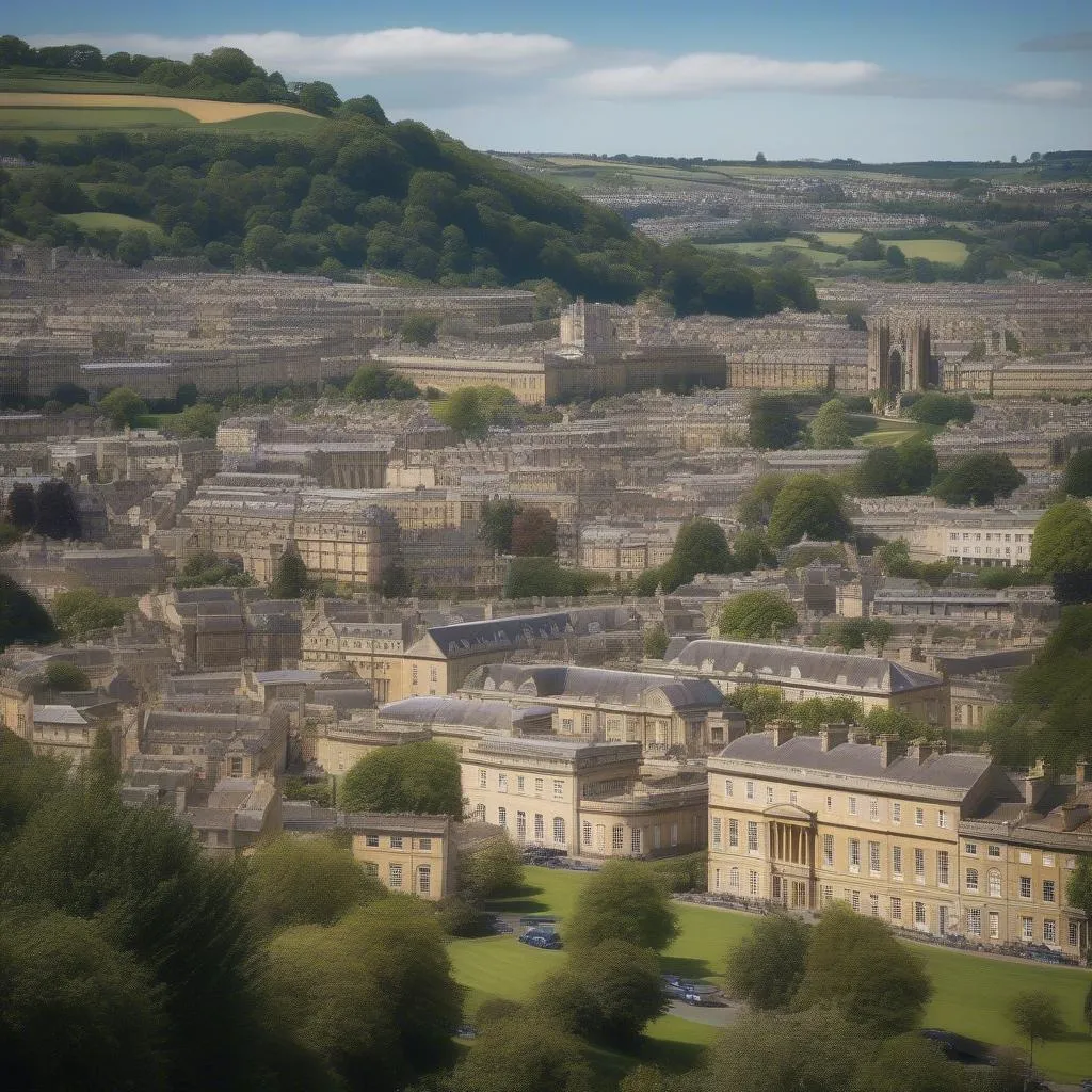 Bath city view from a hill