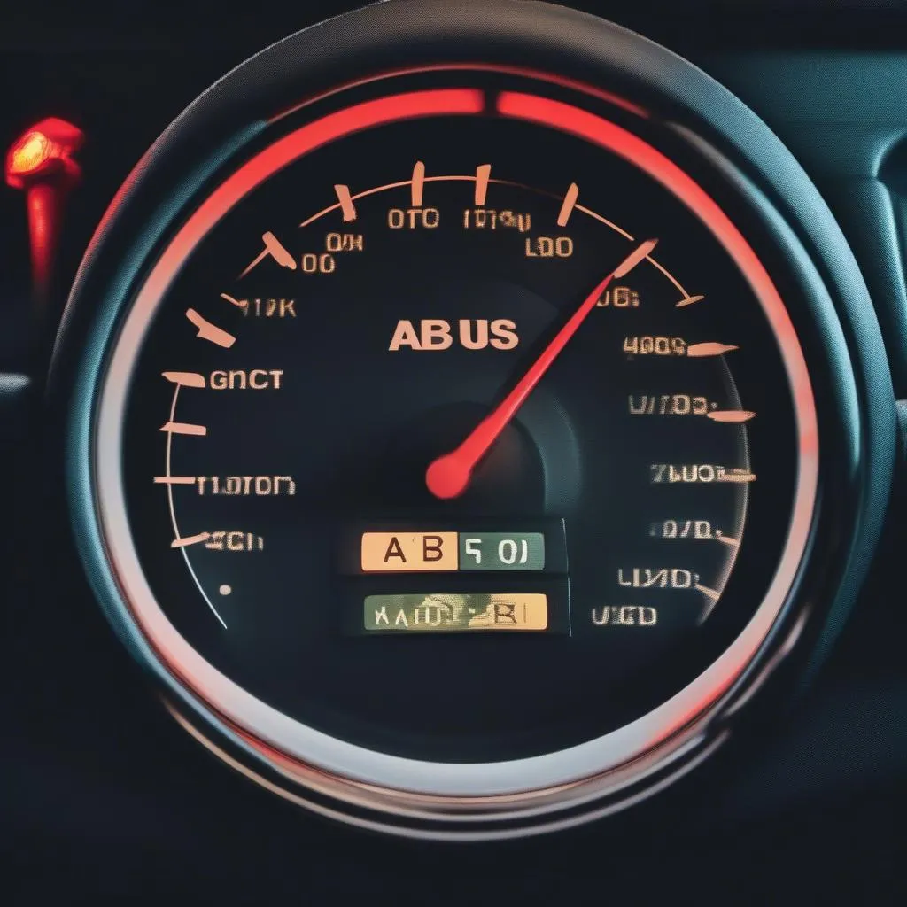 Dashboard with ABS and check engine light illuminated