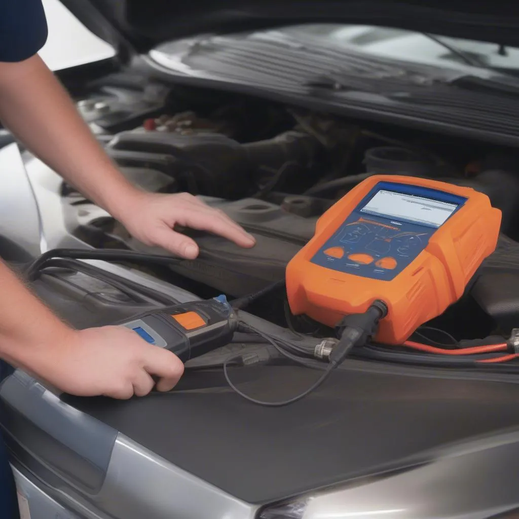 Car Mechanic Using Scan Tool