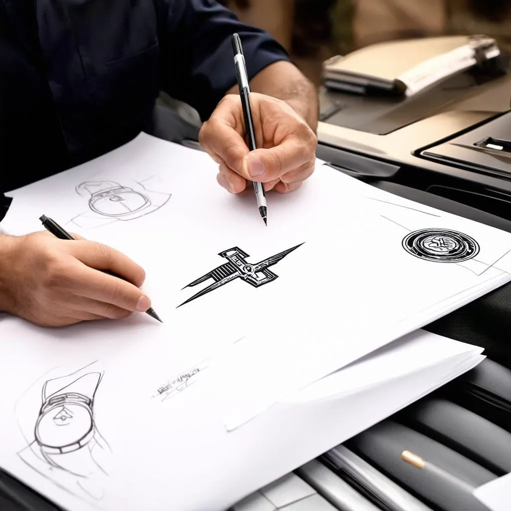 Car Designer Sketching Logo