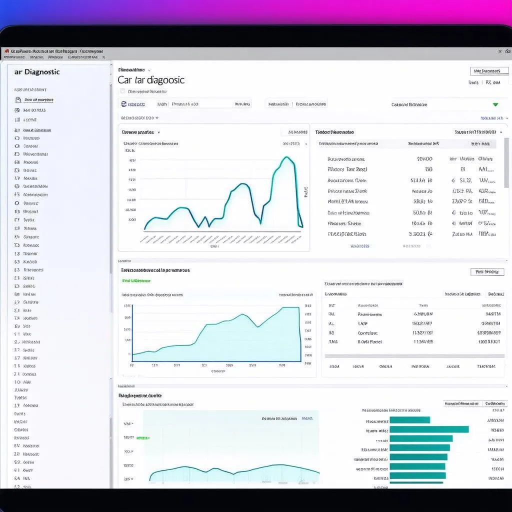 Screenshot of car diagnostic software with charts and data