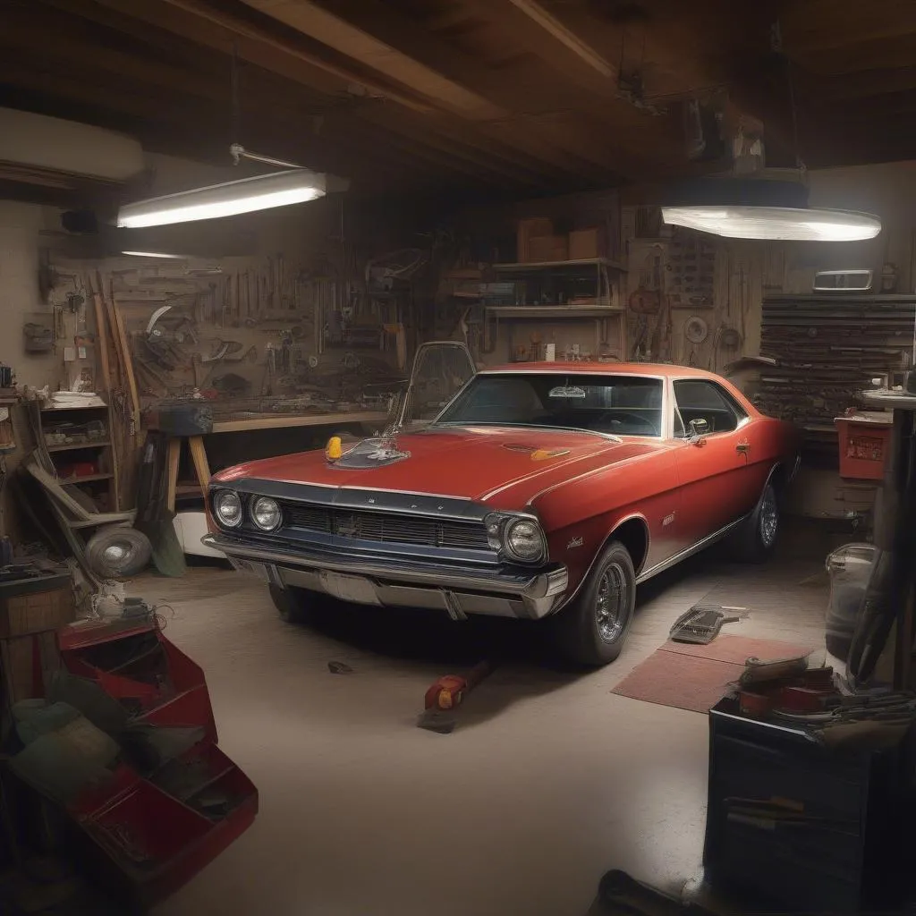 Classic Car in a Garage