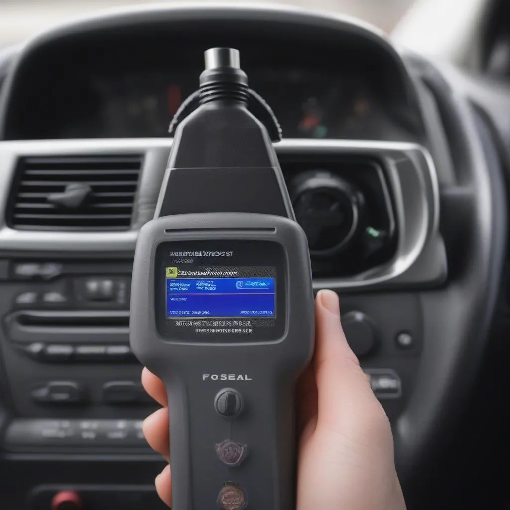 Foseal scan tool plugged into a car's OBD-II port