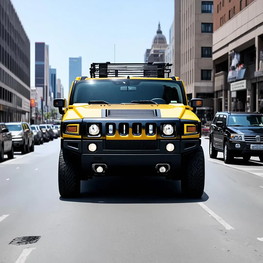 Hummer H2 on city streets