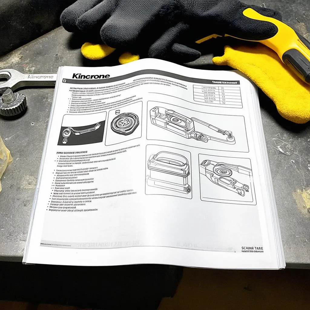 An open Kincrome scan tool manual with detailed diagrams and instructions