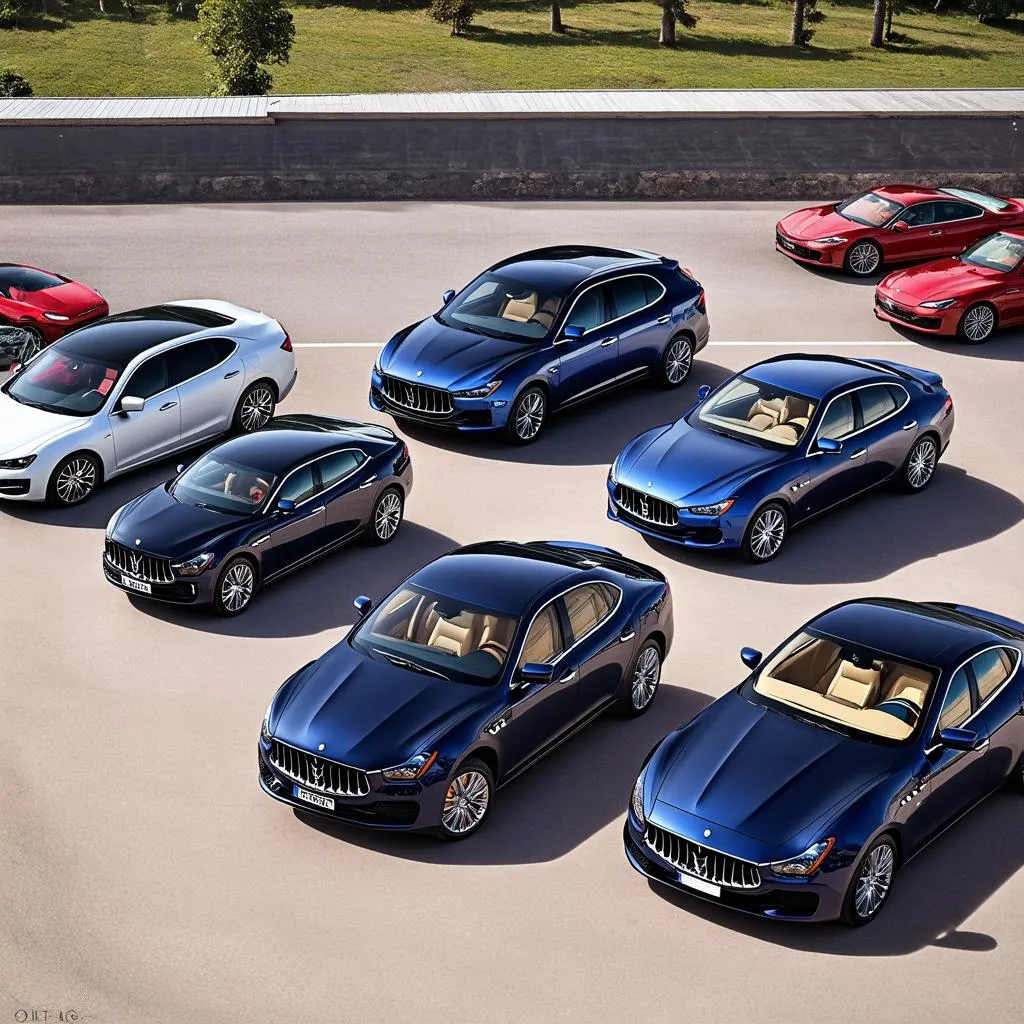 Lineup of Maserati Cars